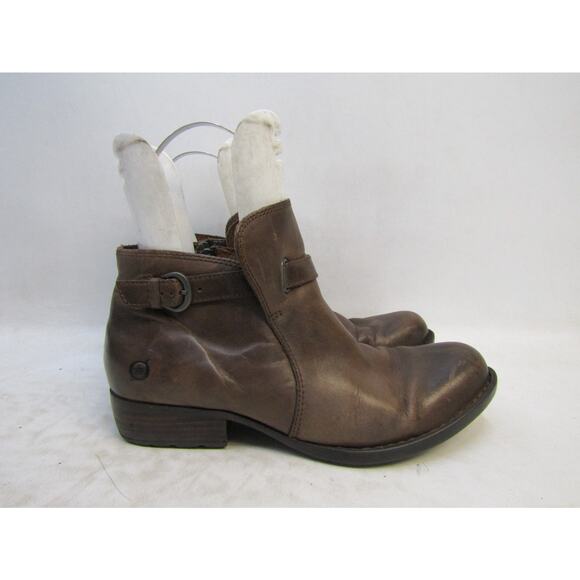 Born Womens Size 9 M Brown Leather Zip Buckle Ankle Fashion Boots Bootie - Picture 3 of 11